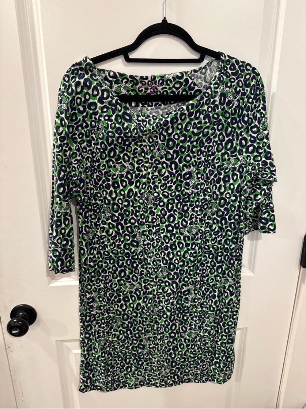 Lilly Pulitzer Green, Navy & Pink Leopard Print Dress